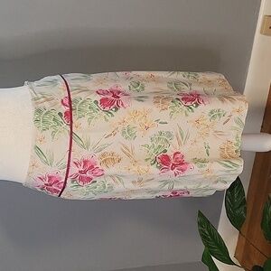 Laura Scott Vintage Cotton/ Spandex Hawaiian Print Side Zipper Skirt - Size 4